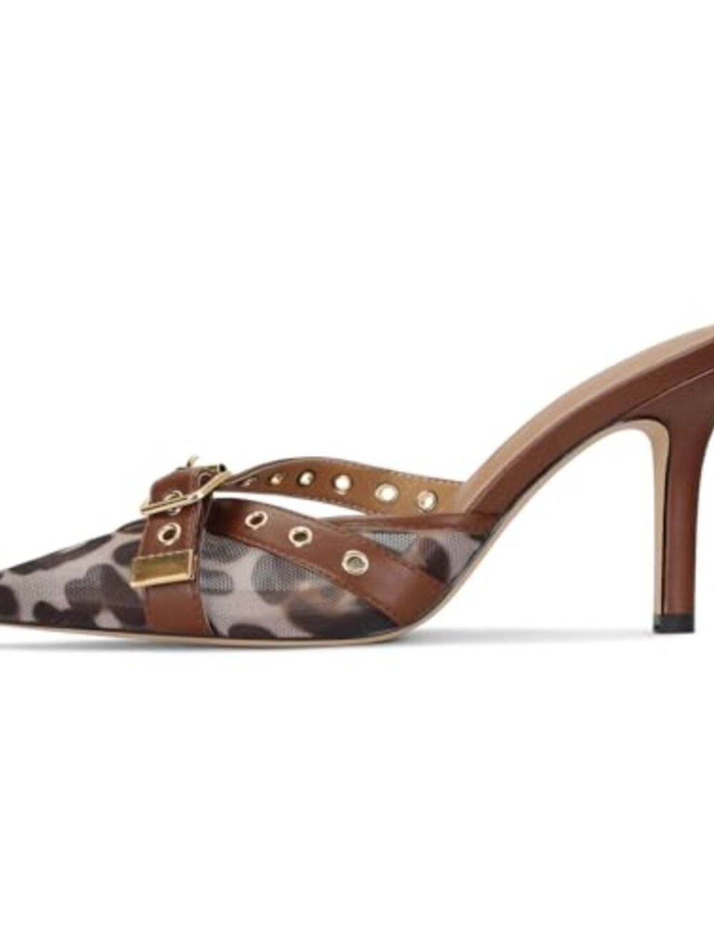 Kitten Heel Mules Pointed Toe Stiletto Pumps Vegan Leather Dressy